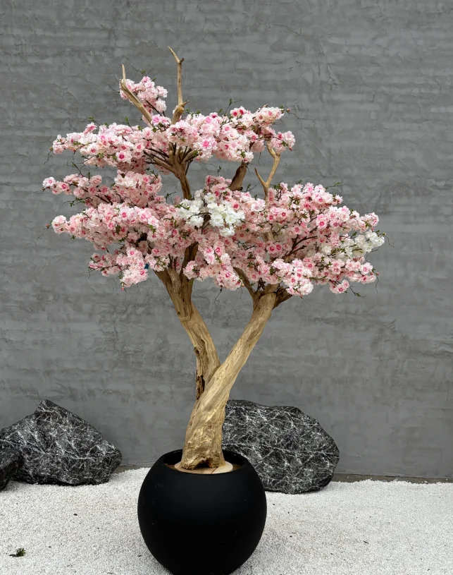 Hot Sale Custom Indoor Home Artificial Cherry Blossom Tree High Quality  Pink White Plastic Wood Popular for Weddings TikTok
