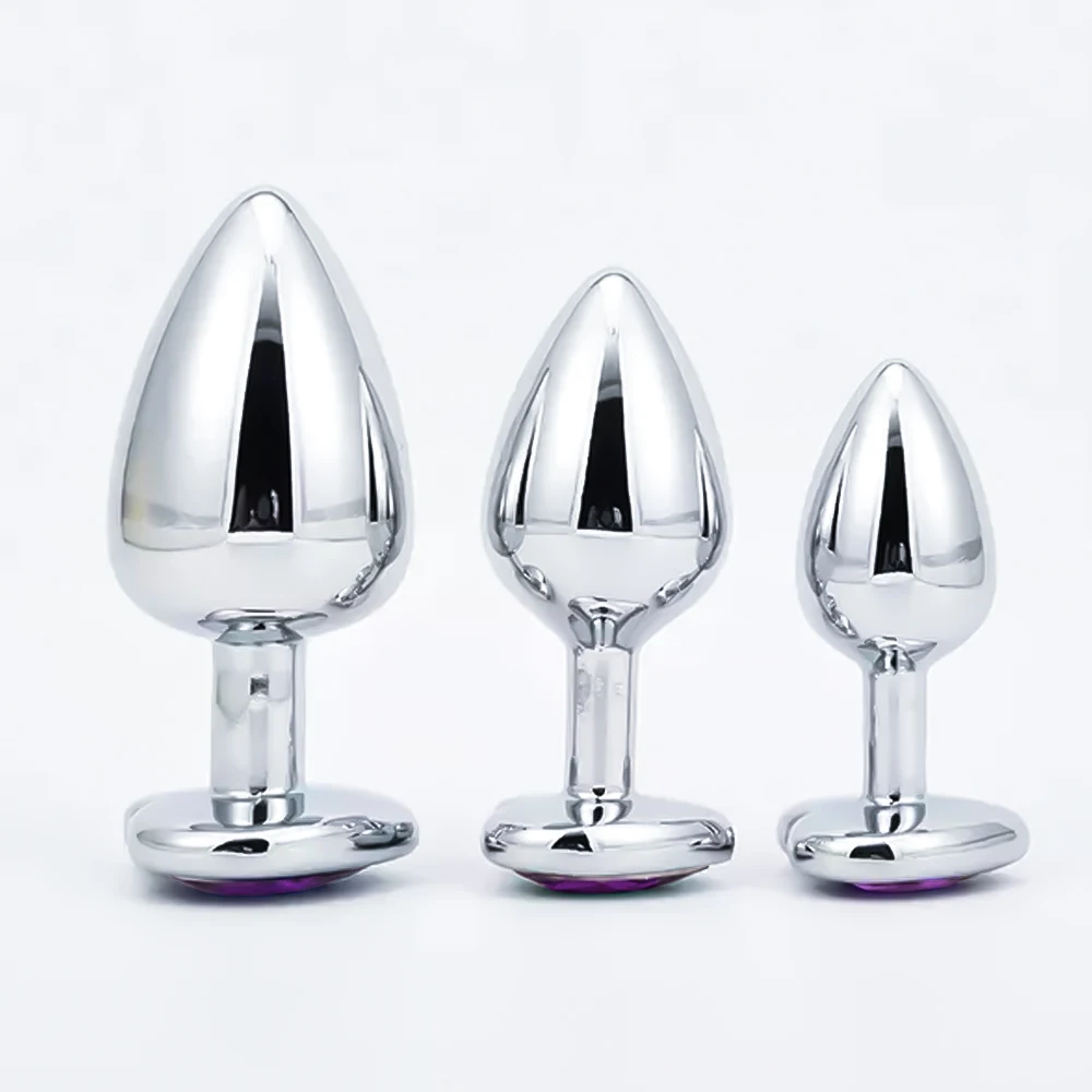 Wholesale Stainless Steel Heart Shape Diamond Male Masturbator Toys Anal Butt Plug Set Buy