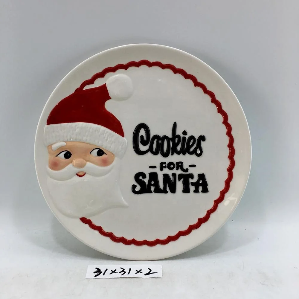 ceramic santa cookie plate