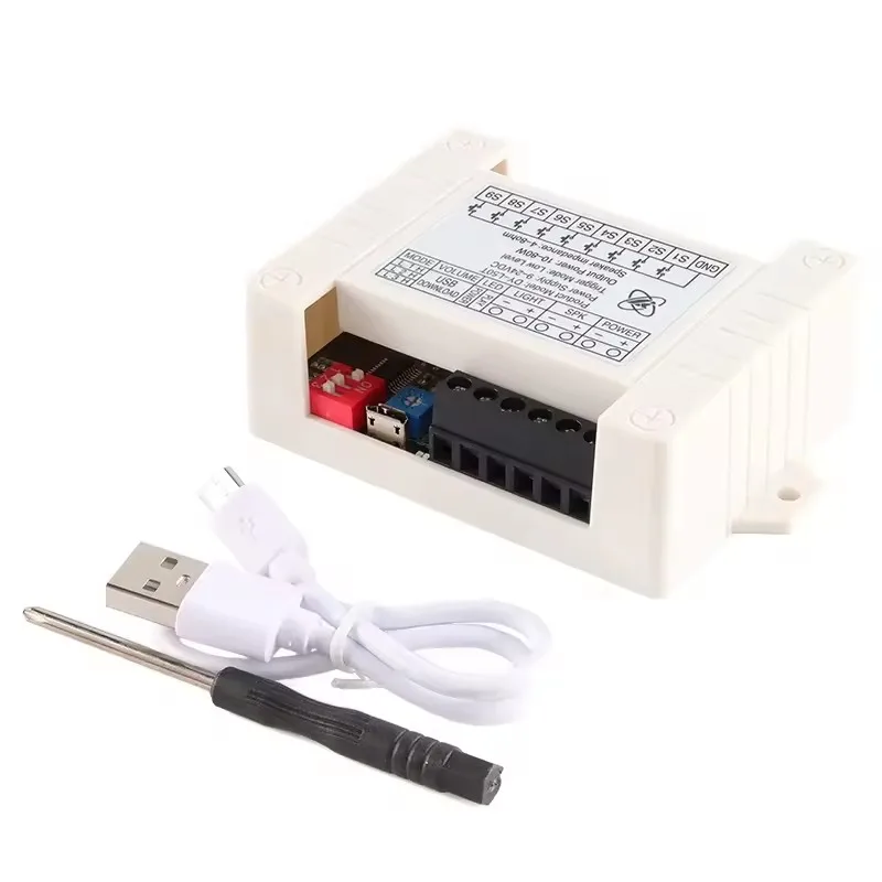 DC9-24V 60W Voice Broadcast Module, One-on-One MP3 Prompt Trigger Board