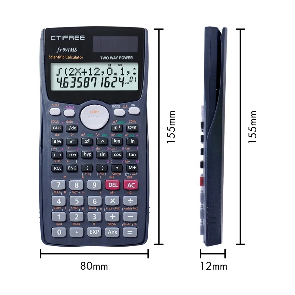 CTIFREE FX-991MS Electronic Scientific Calculator 401 Functions Certificate  Mechanical Student Scientific Calculator Battery