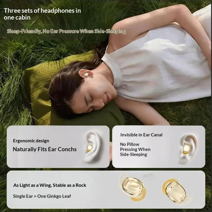 2026 New Long Standby Ear Clip Type Gaming Call Sleep Wireless for 6.0 Headset Active Noise Cancellation (ANC) AI Voice 3 Pairs