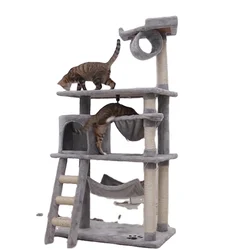 Large Cat Tree House Hammock Luxury Wooden Cat Tower Toy Cat Scratcher Post Rope Tower NO 1