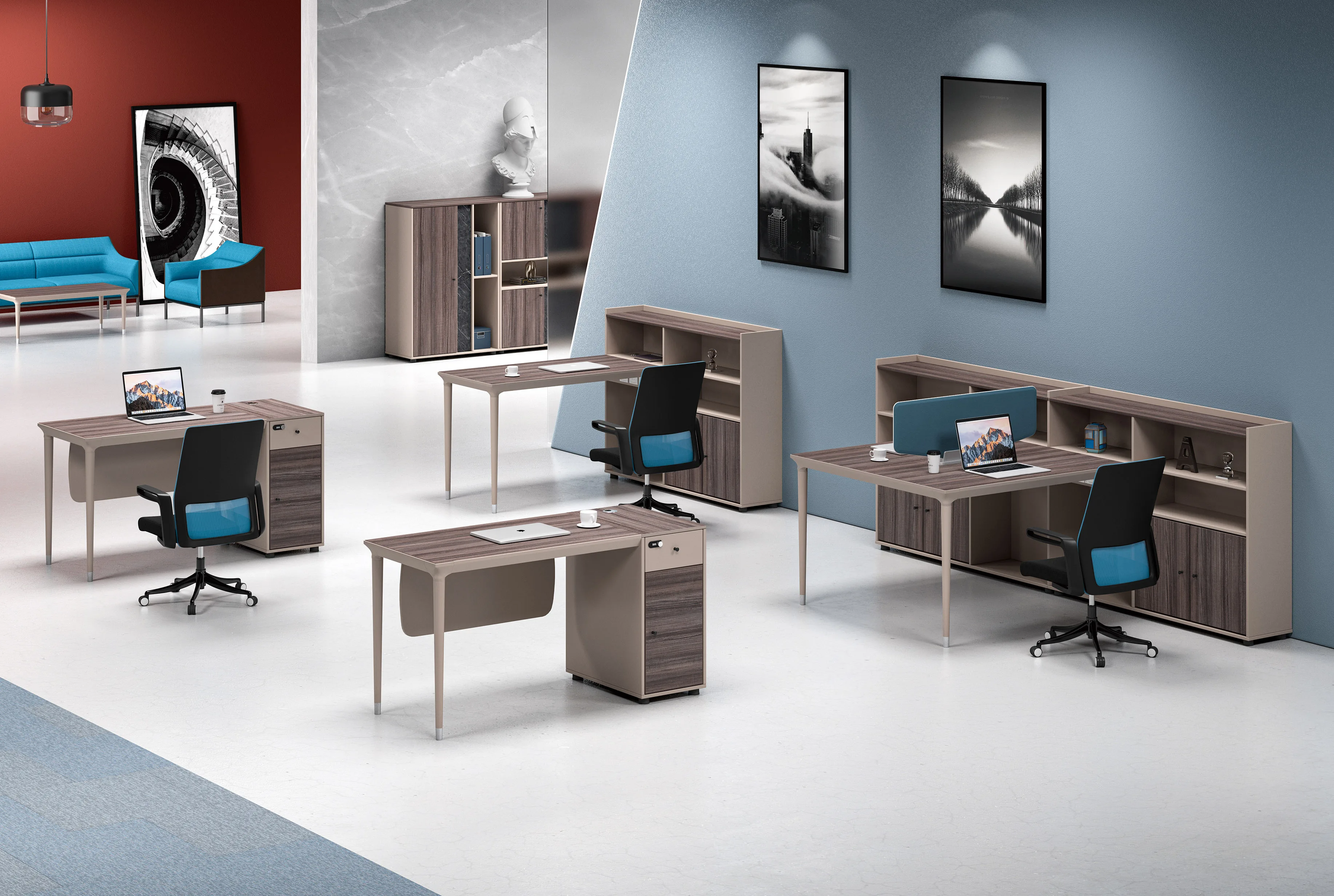 Custom wooden office furniture simple single office executive desk with pedestal