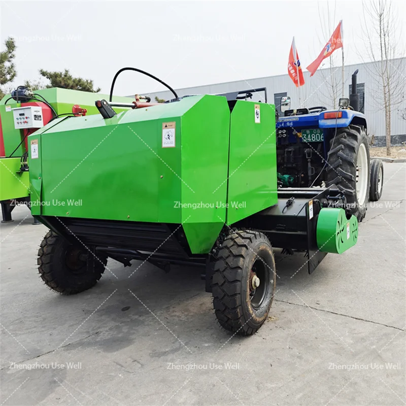 Automatic Tractor Drive Corn Stalk Round Grass Straw Silage Hay Crushing Baling Baler Silage Packing Machine for Sale