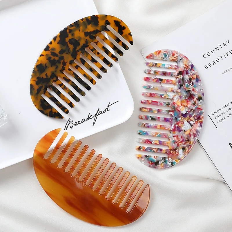 Wholesale Small Fine Tooth Comb with Anti-Static Cellulose Acetate Round Hanger Travel Portable Print for Hair Styling Brush