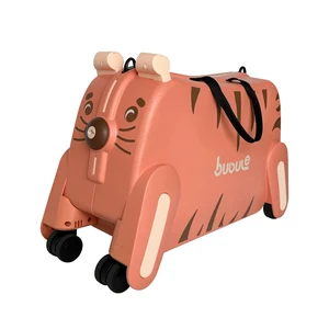 Unisex 19 Inch Carry-on PP Kids Trolley Luggage with 4 Wheels Carton Packed Portable for Kids Ride-On