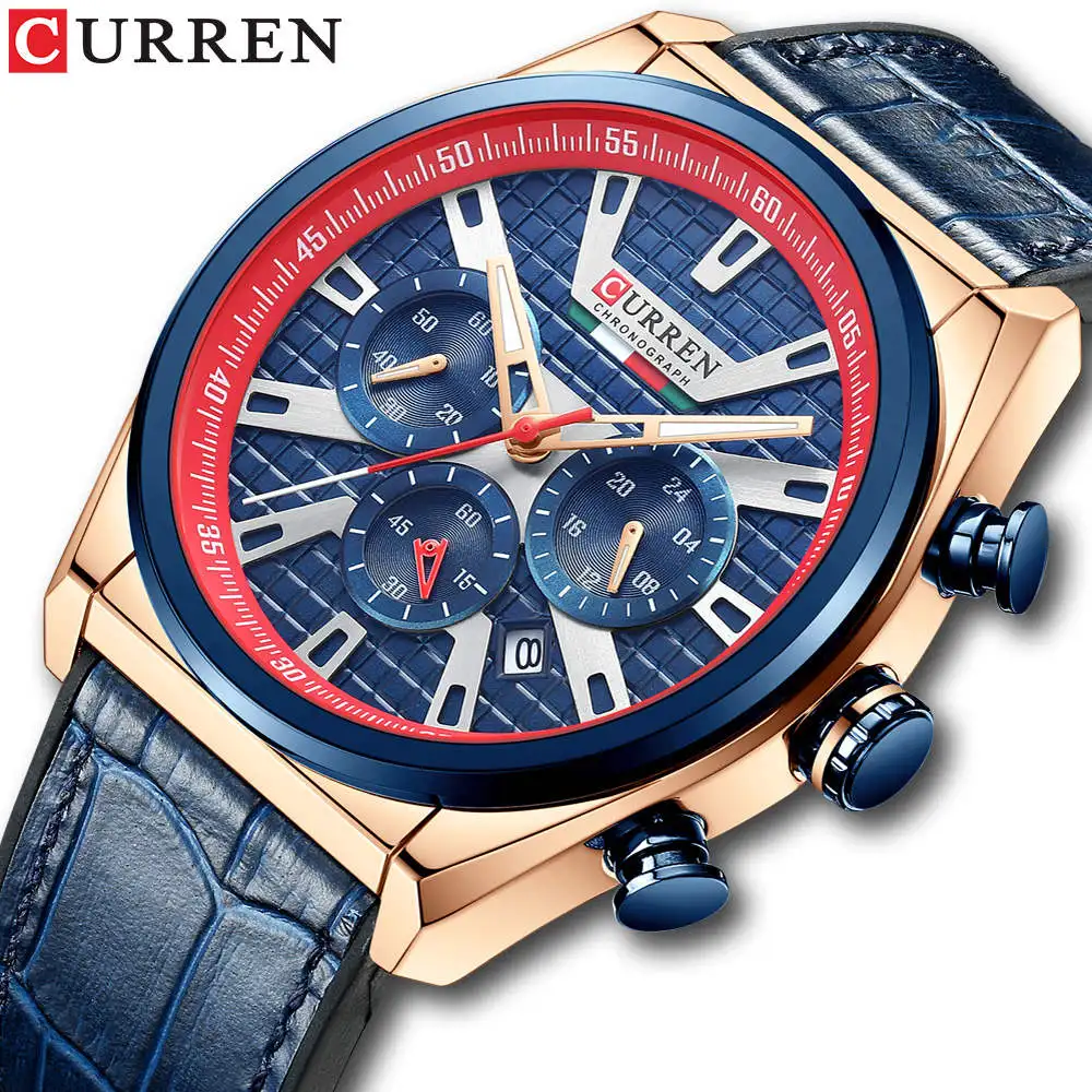 Curren 8392 Latest Reloj Scale Wristwatch Water Resist Analog Fashion Mens Japan Quartz Stainless Steel case Back Watches