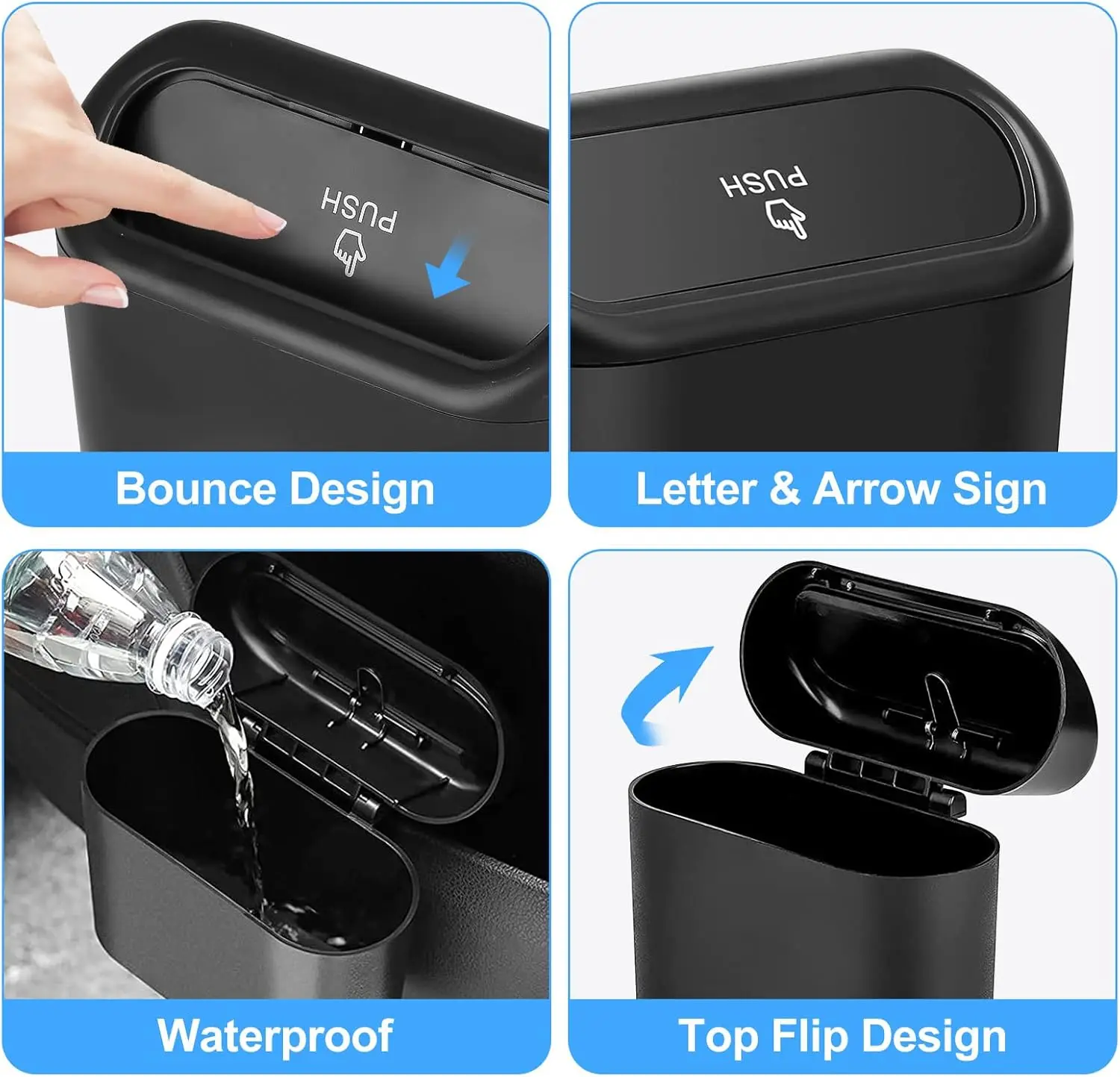 QEEPEI Small Car Storage Box with Rubbish Bag Multifunctional Automotive Garbage Cans Multicolor hang Suv Can Trash Bin