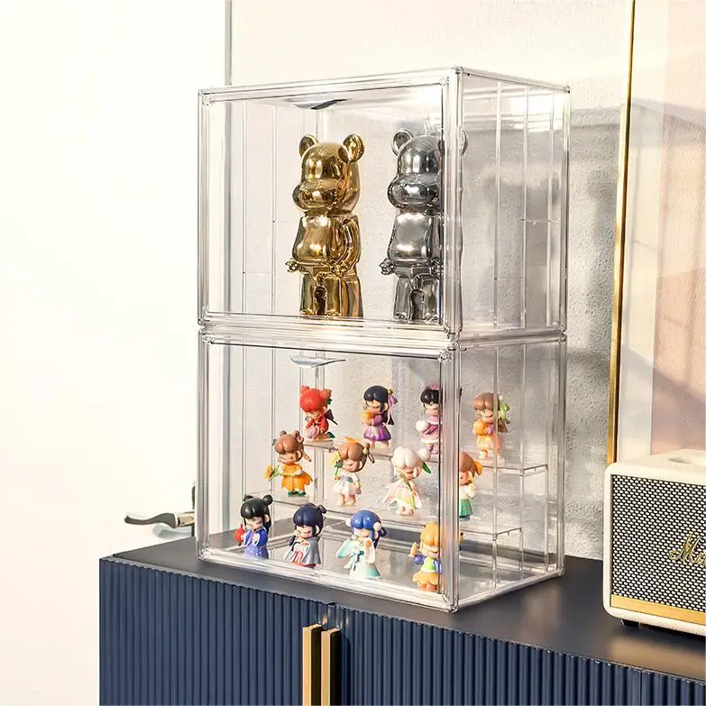 Ragdoll Display Cabinet Dustproof Girl Barbie Plastic with Cover Storage  Box Two Dimentional Cartoon Figure Blind Box Organizer