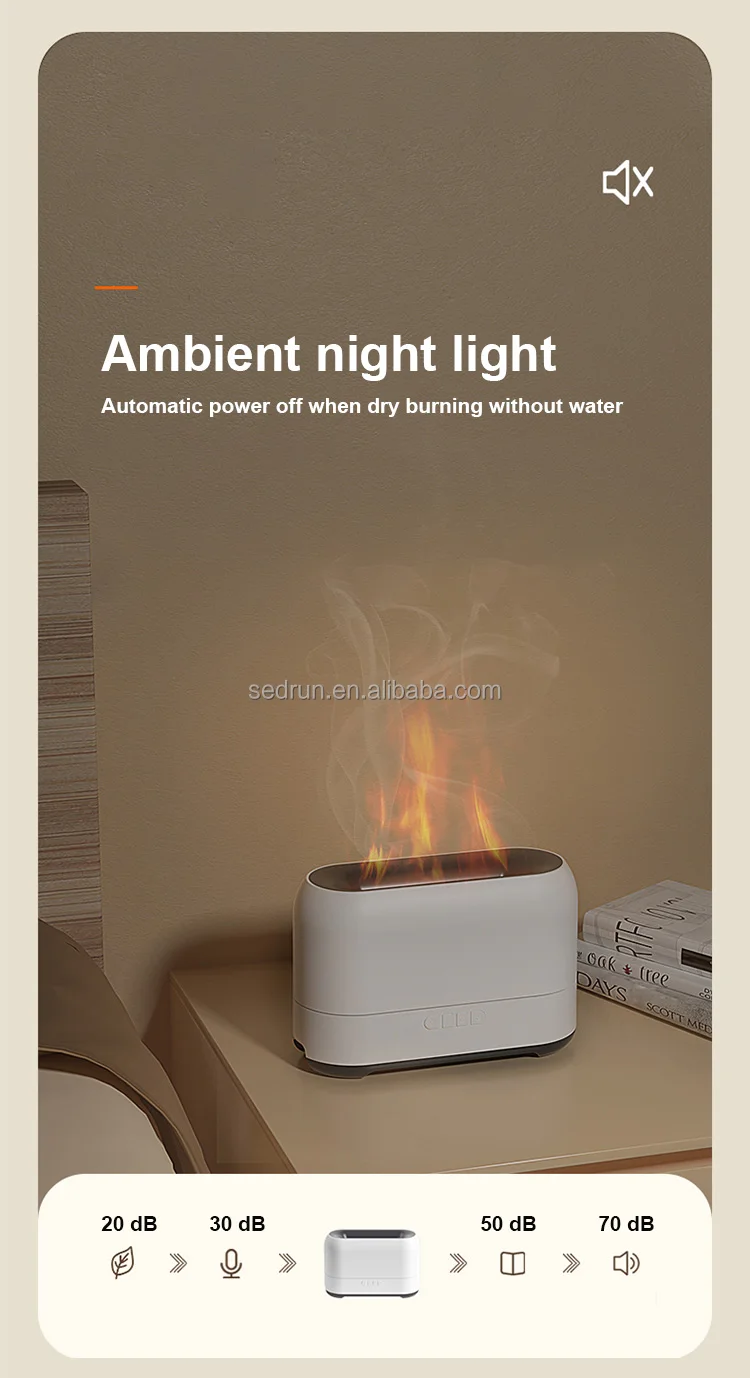 2022 Flame Light Aroma Humidifier Led Fireplace Fire Diffuser With Blue