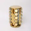 Round gold-tone condiment rack [20 condiment bottles]