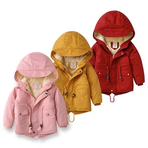 Custom Wind Plus Velvet Padded Hooded Boys Girls Children's Cotton-Padded Jacket Garment Dyed Printed Clothes for Kids