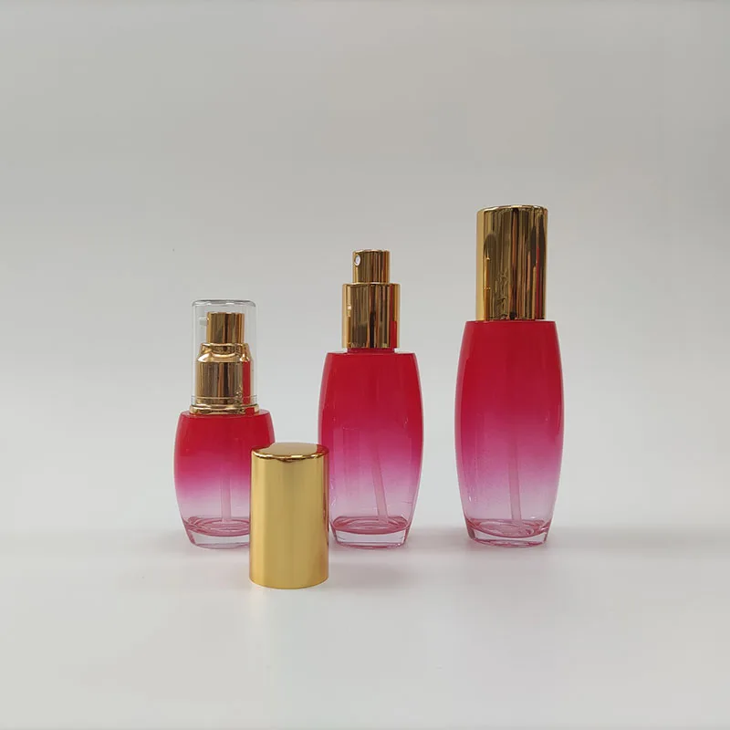 New Design Luxury Thick Bottom clear Cosmetic Serum Lotion Pump Bottle Jars Dropper Bottle Skincare Packaging