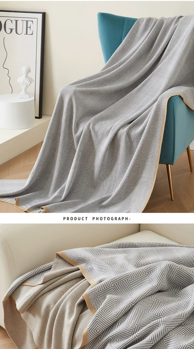 Hangfeng Custom Knitted Woven Sofa Tapestry Throw Airline Blanket