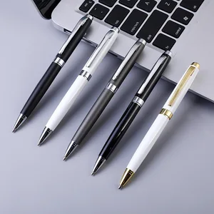 High Quality Luxury Metal Ballpoint Pens for Promotions Custom Logo Engraved  Stationery Metal Pen with Black Ink for Gifts