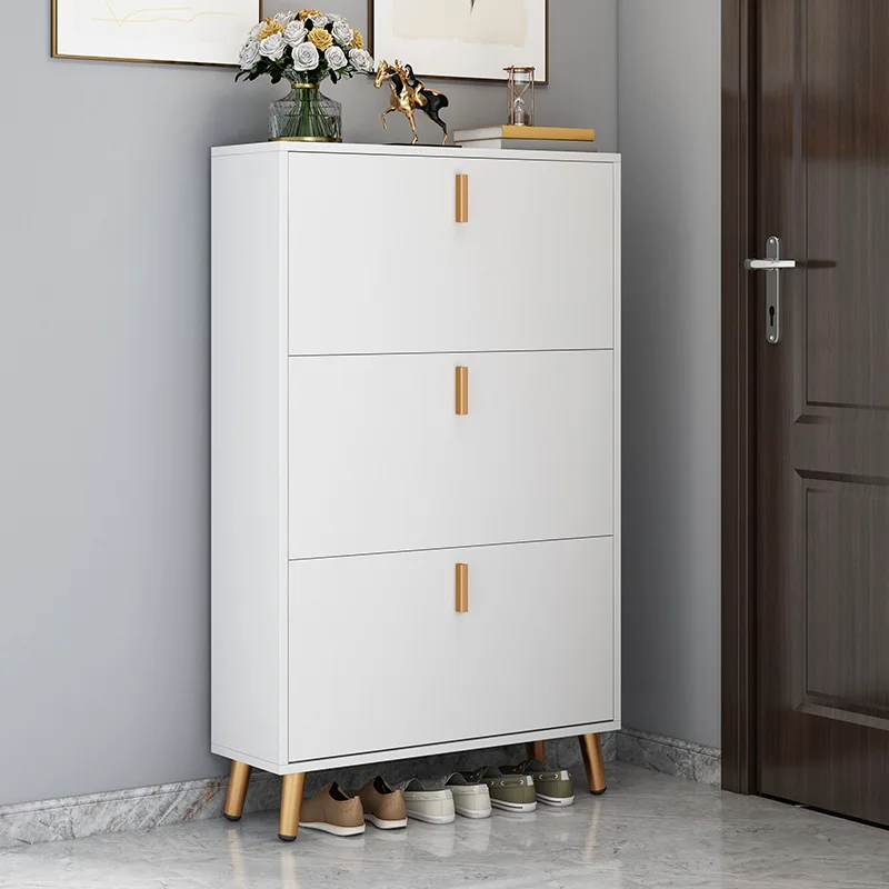Low Price Luxury Modern Design Wooden Ultra Thin Slim Shoe Storage Cabinet Furniture Large Shoe Rack Cabinet for Home Entryway
