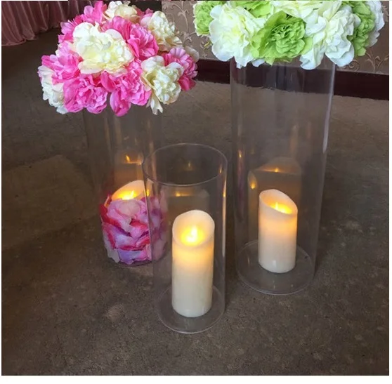 Tabletop Centerpiece Clear Round Acrylic Backdrop Flower Dessert Stand