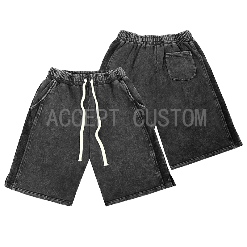 High Quality Splicing Washed Vintage Men's Shorts Custom Cut And Sew Cotton Patchwork Shorts For