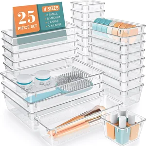 Transparent Thickened  Desktop Storage Box with Drawers for Household Stationery Sundries Cosmetics Packaging Organizing