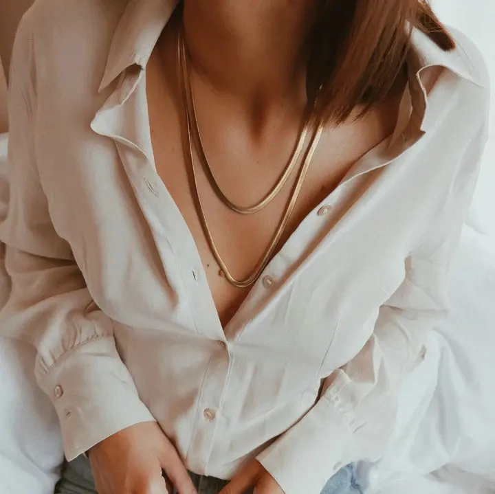 Collana a catena spessa in oro 18k, girocollo con maglie cubane