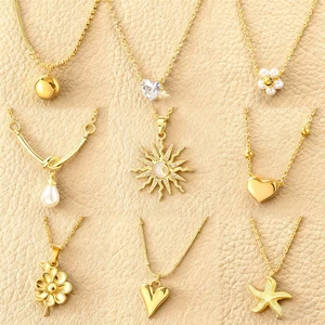 MW Luxury High-Temperament Women's Stainless Steel Link Chain Choker Necklace Gold Plated Heart Pendant Anniversary Claw Setting