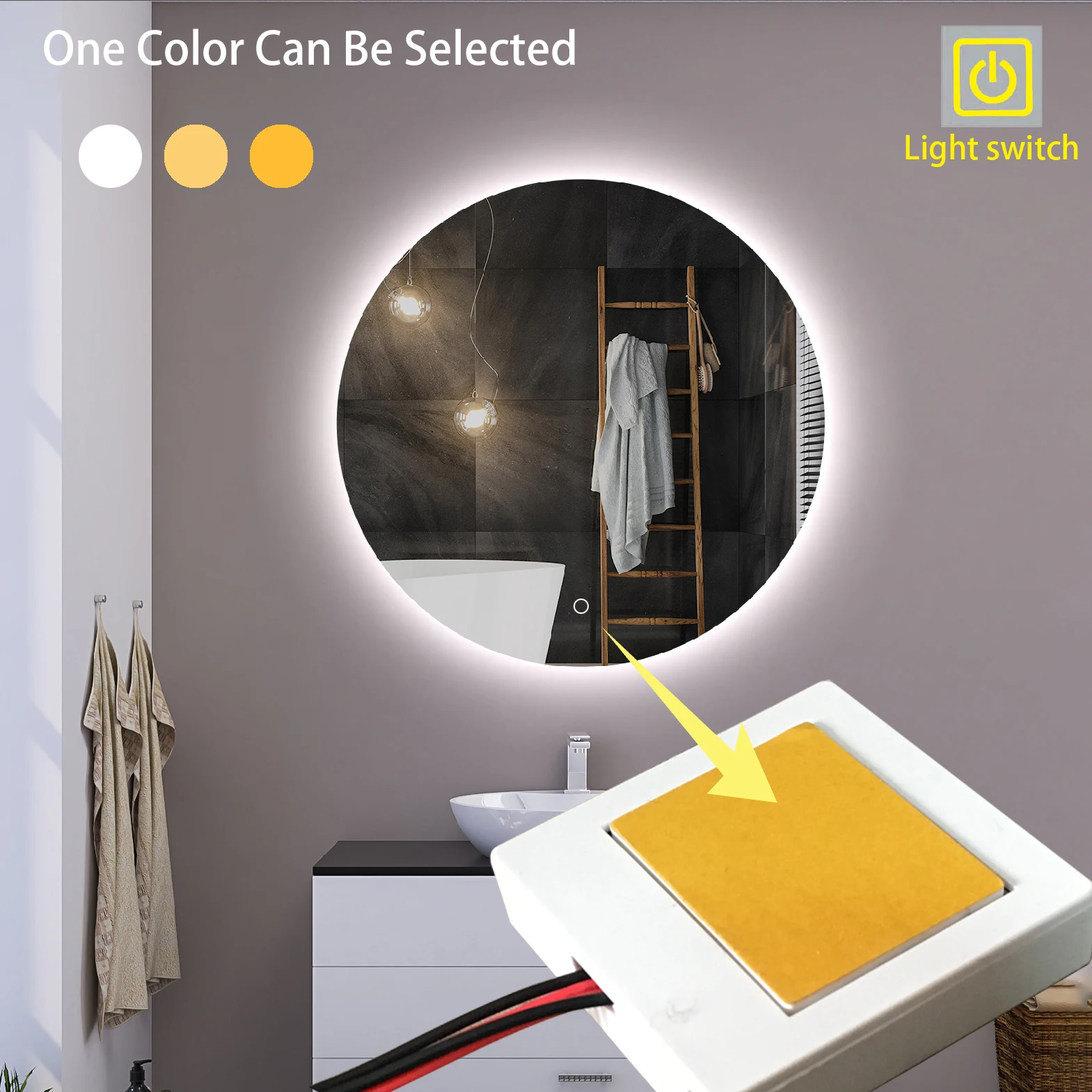 One Key 12v 5a 60w Led Mirror Dimmer Lighted One Color Selected Touch