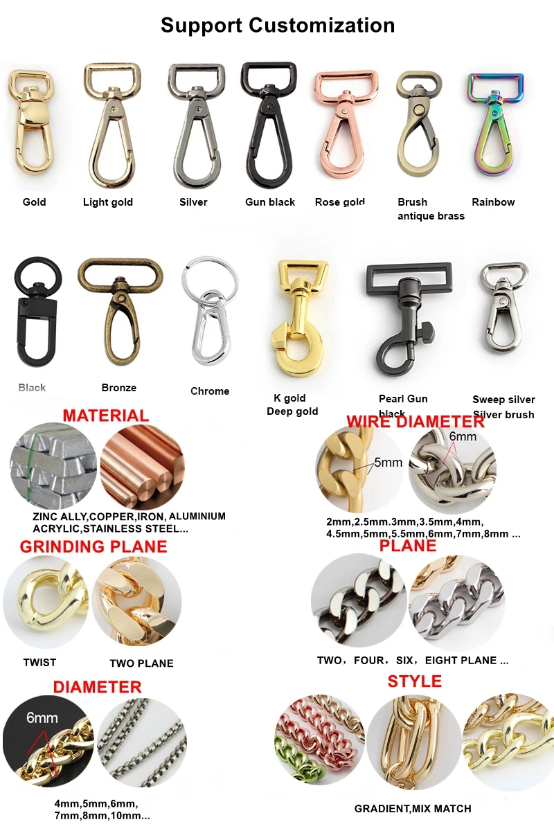 Nolvo Purse Metal Chain Strap Replacement Gold Crossbody Leather Bag