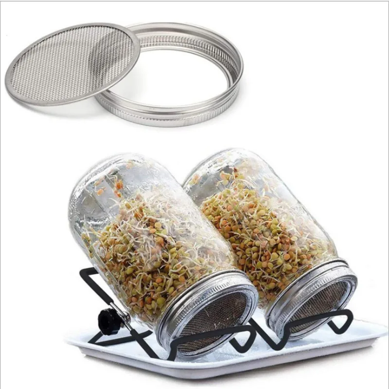 2 Pcs Of Mason Jar Sprouting Kit,Wide Mouth Quart Sprouting Jars With