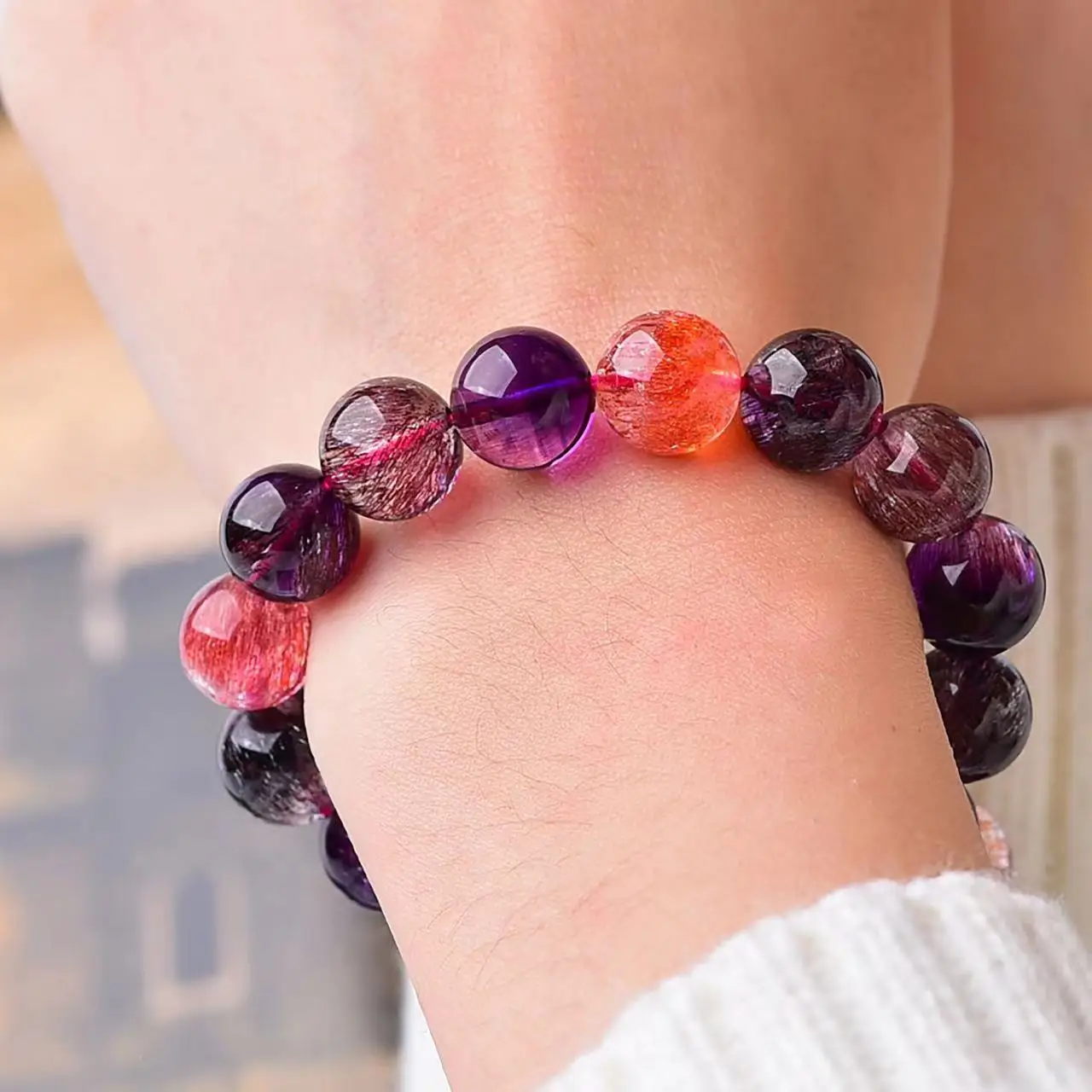 Genuine Rare Black Currant Super Seven Crystal Bracelets