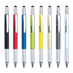 Multifunctional 6-in-1 Tool Ballpoint Pen Touch Screen Stylus for Business Advertising Gift Office Smooth Writing