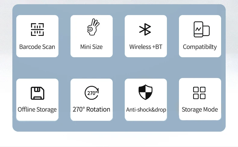 Bluetooth Portable 1D 2D Mini Pocket Size Scanner  Ring Wearable Wireless Barcode Reader for Book, Warehouse Inventory, Express