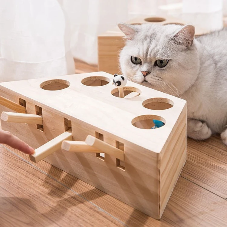 卸売耐久性のある双方向性面白い木猫はほくろのおもちゃを打つ - Buy 