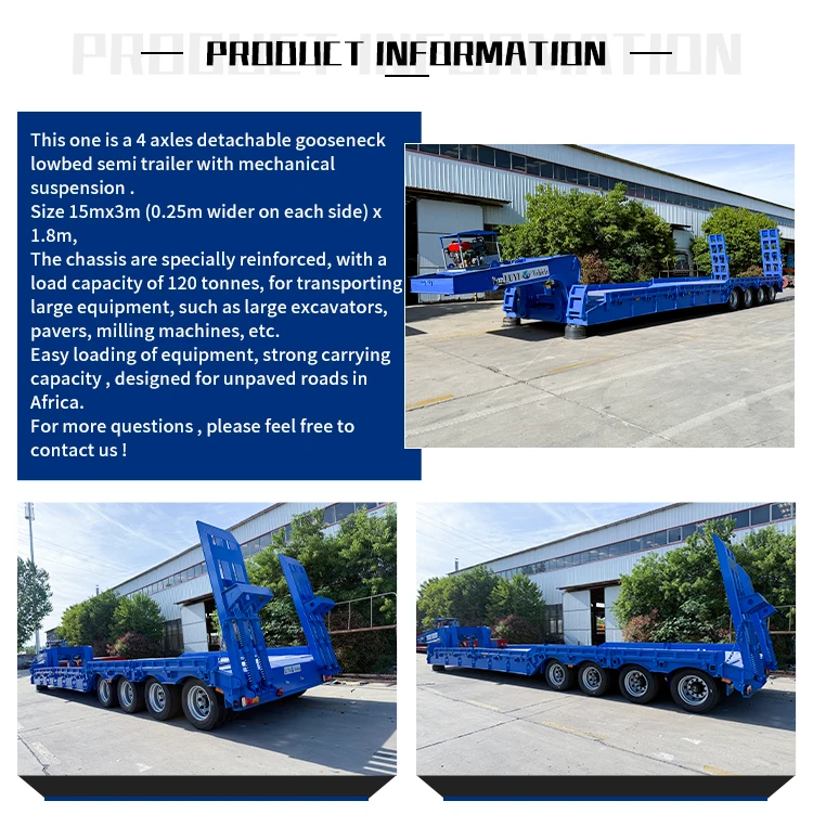 Factory Price Steel New Lowboy Trailer Truck Low Flatbed Semi - Main Image