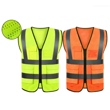 Mesh Hi Vis Printing Reflect Warning Safety Reflective Vest With Pockets High Visibility Clothing