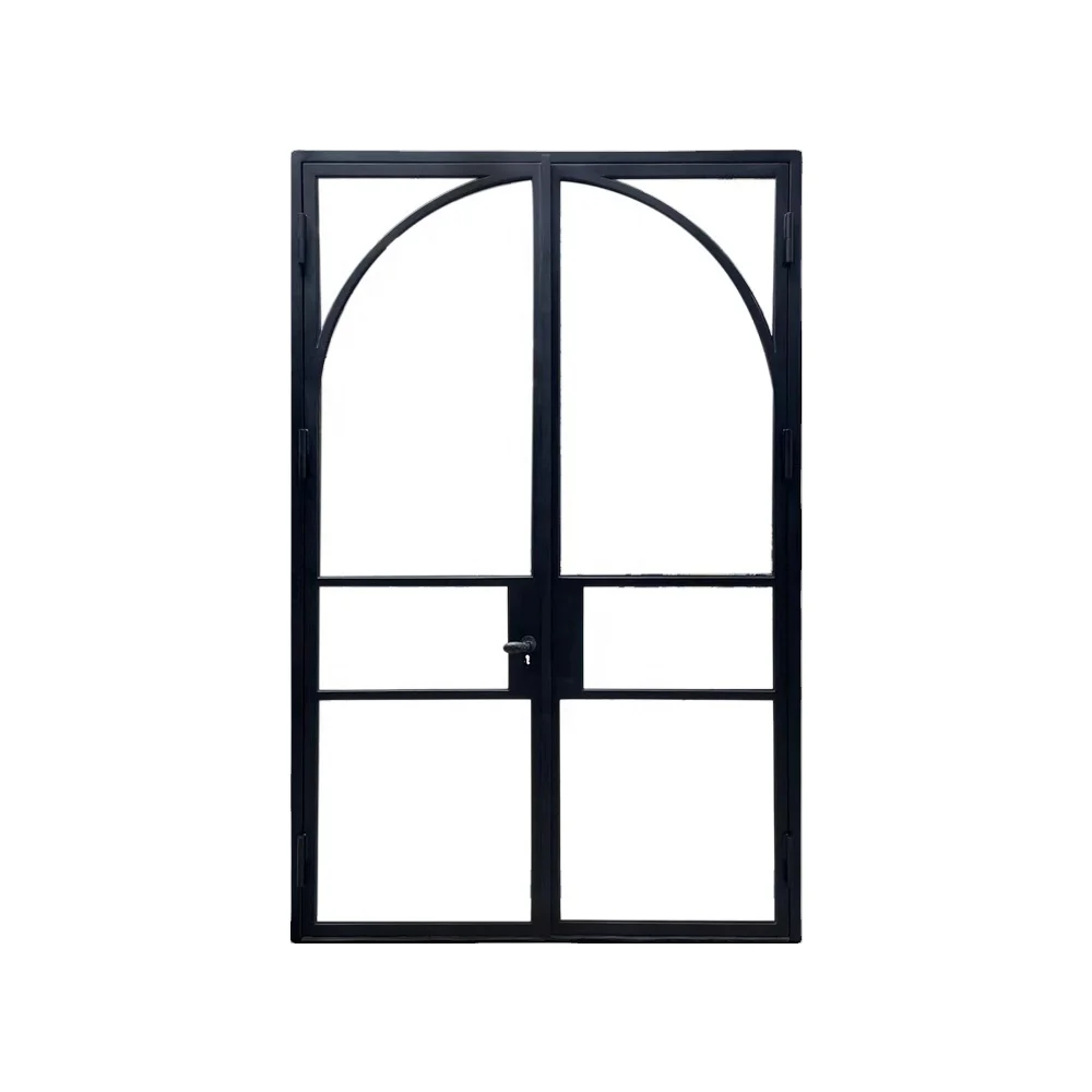 Square Double French Steel Customized Swing Graphic Design Steel Glass Door Modern Entry Doors Steel Windows Exterior
