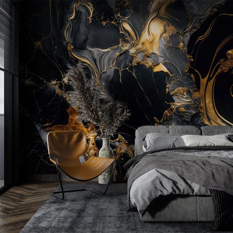 Dark Black Gold Marble Self Adhesive Wallpaper