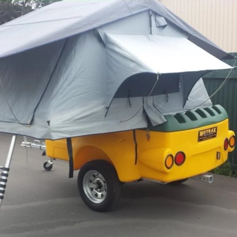 Snowaves Pop Up Tent Camper Trailer with LED Lights Bicycle