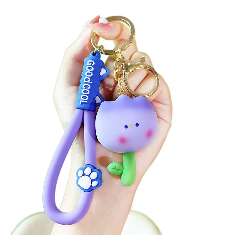 Creative 3D Cartoon PVC Keychain Soft Sewn 3D Doll with Backpack Hook Offset Printing Gift Design for Keychain Lovers