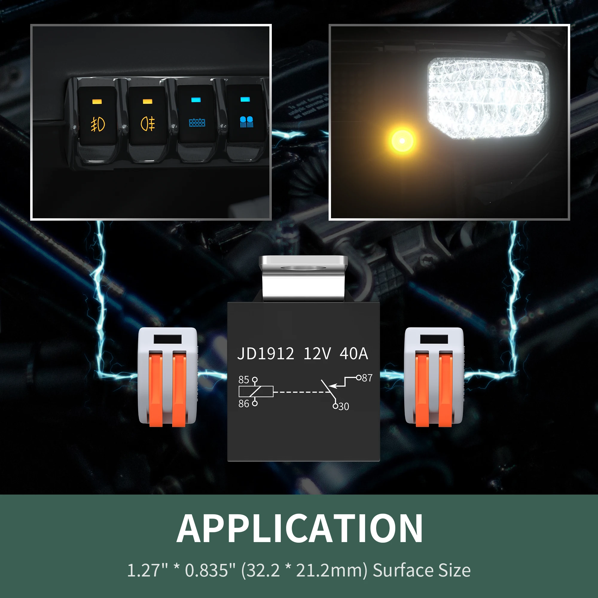33x22MM Marine Push Button Switch on OFF Switch Marine Yellow LED Light Bar Fog Lamp Switch for Car