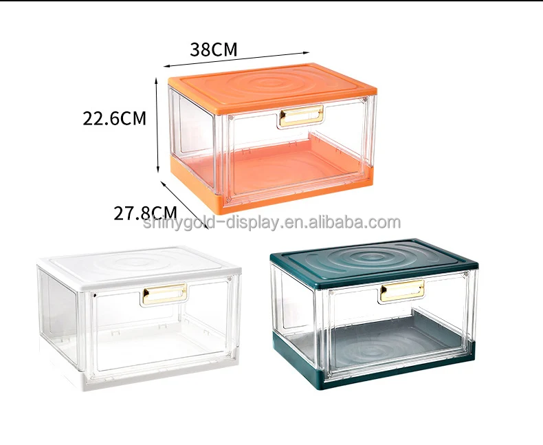 Clear Plastic Stackable Shoe Organizer Foldable Storage Bins Shoe ...