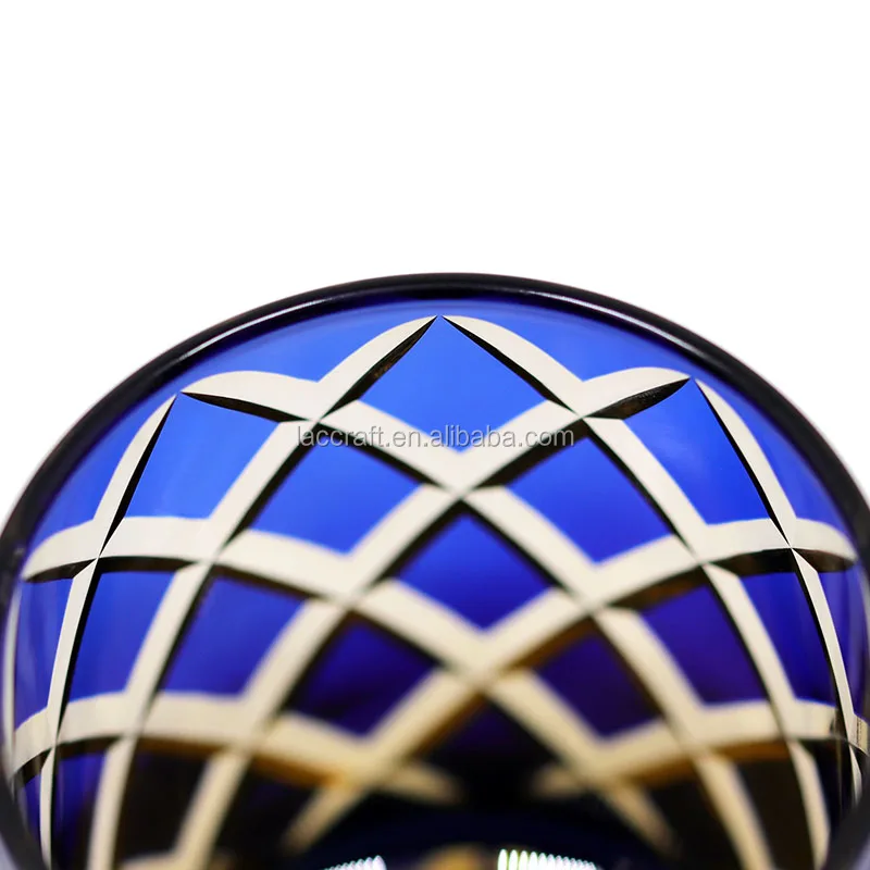 Elegant Hand Carved Colored Overlay Glass Handmade Edo Kiriko Glass Stemless Cup Round Bottom for Vodka, Whisky, Juice