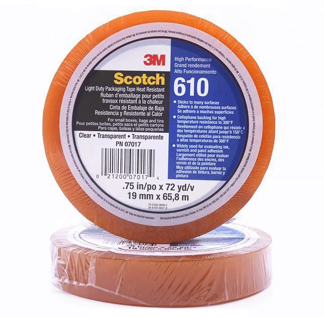 3M Scotch 610 Heat Resistant Box Sealing Tape 85441, 1/2 in x 72 yd, Clear