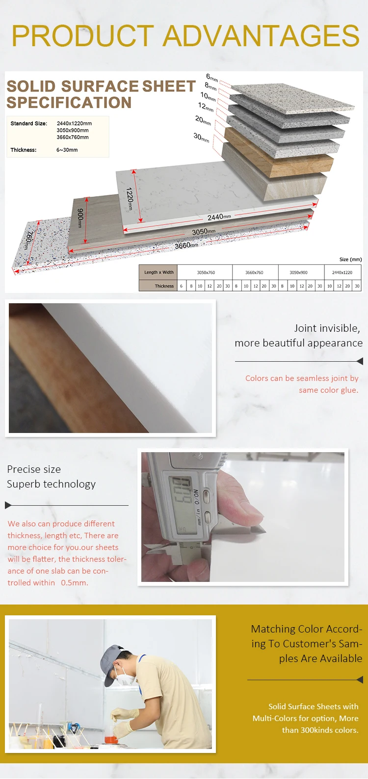 2023 Kkr Marble Texture Corians Sheets Artificial Corian Solid Surface