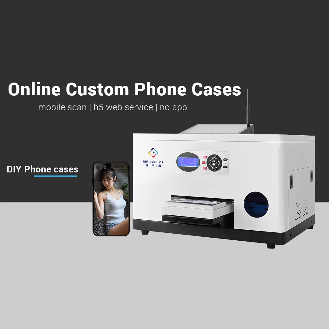 Easy to Operate RF-PC1 Smart UV Printer Scan QR Cord to DIY Phone Case H5 Web Service Mobile Back Cover Inkjet Printing Machine