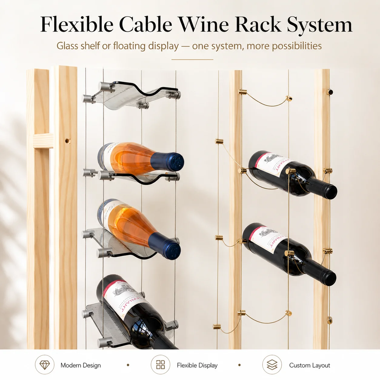 Bottle Holder Floating Wall Wine Rack Bar Unit Floating Shelves Wall-Mounted Wine Racks Inverted Wine Glass Rack  Multifunctional Iron Bottle Holder Simple Hanging Goblet Rack With  Partitions