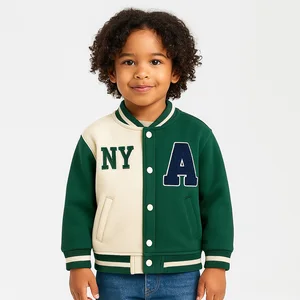 Wholesale Children Varsity Bomber Jacket Boys Girls Toddler Letter Patch Baseball Outerwear Coat OEM/ODM Custom