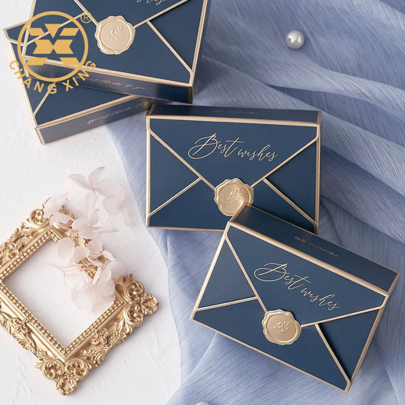 Empty Wedding Sweet Envelope Design Customized 6 Pieces Chocolate Praline Candy Packing Box With Labels