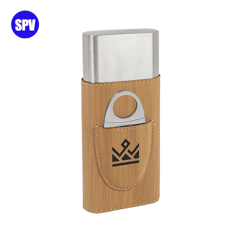 Fundas para cigarros personalizadas, humidificador de cigarros de viaje portátil de polipiel con logotipo grabado con láser personalizado con cortador de cigarros