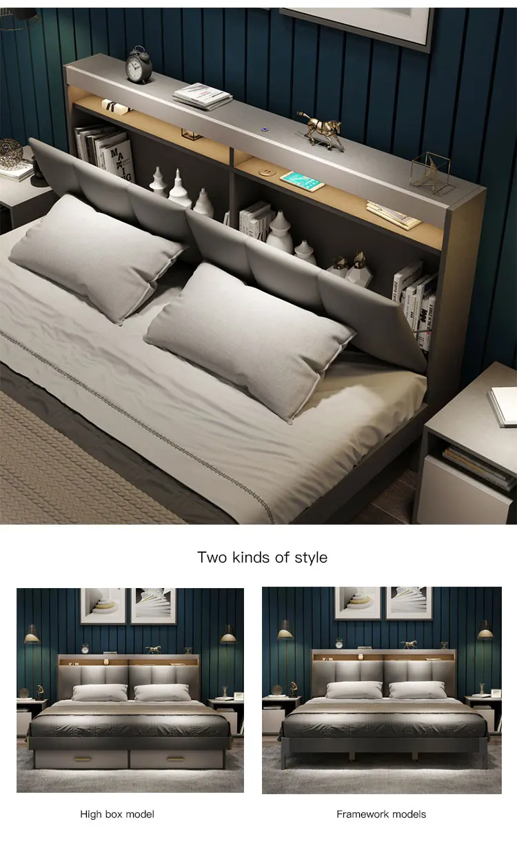Modern Bedroom Set Queen Bed Frame Storage With Drawer Dynasty Wood ...